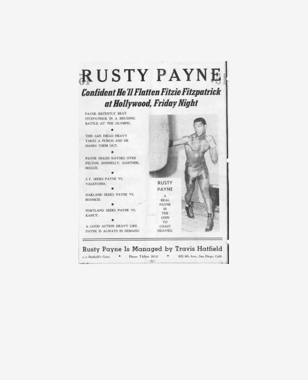 Rusty Payne Back Cover of Knockout Magazine 1947